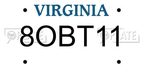 8OBT11 Virginia License Plate