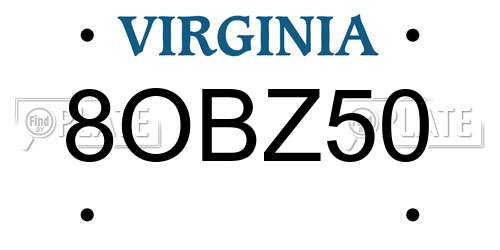 8OBZ50 Virginia License Plate