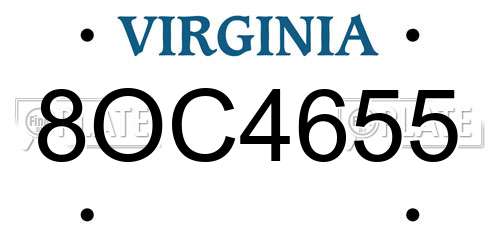 8OC4655 Virginia License Plate