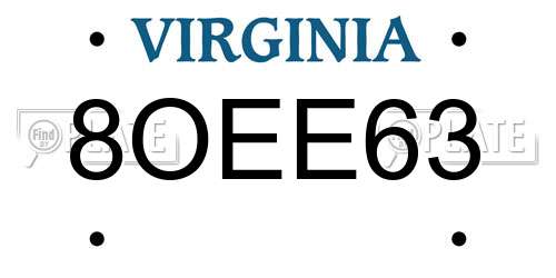 8OEE63 Virginia License Plate