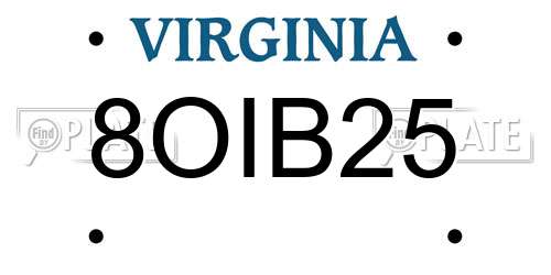 8OIB25 Virginia License Plate