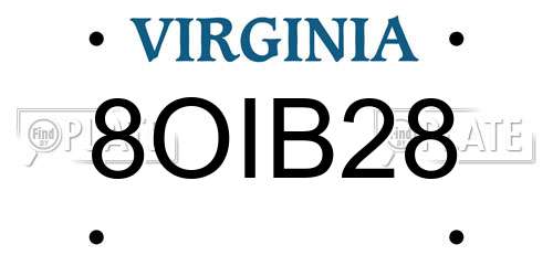 8OIB28 Virginia License Plate