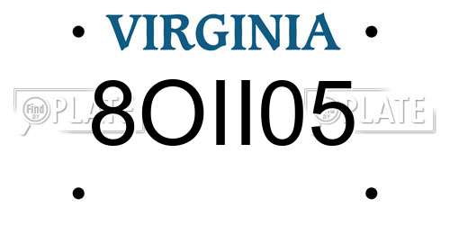 8OII05 Virginia License Plate