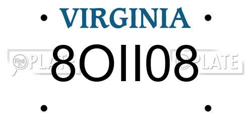 8OII08 Virginia License Plate