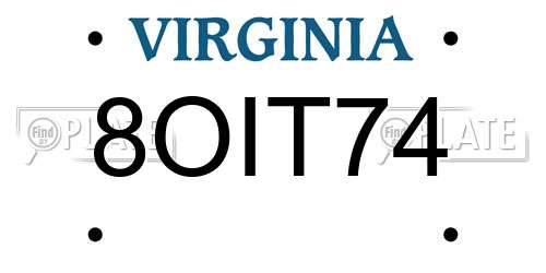 8OIT74 Virginia License Plate