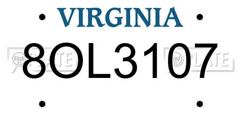 8OL3107 Virginia License Plate