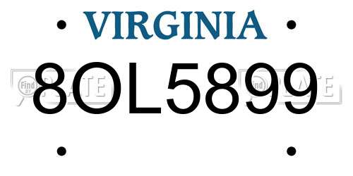 8OL5899 Virginia License Plate