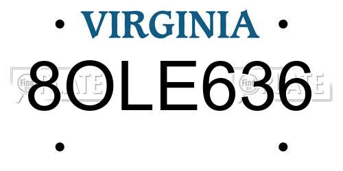 8OLE636 Virginia License Plate