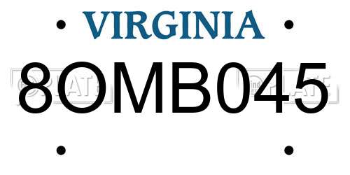 8OMB045 Virginia License Plate