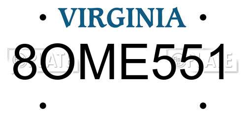 8OME551 Virginia License Plate