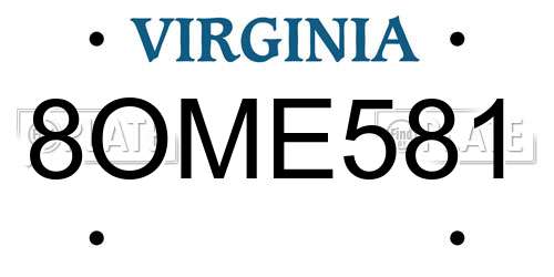 8OME581 Virginia License Plate