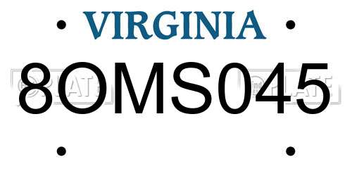 8OMS045 Virginia License Plate