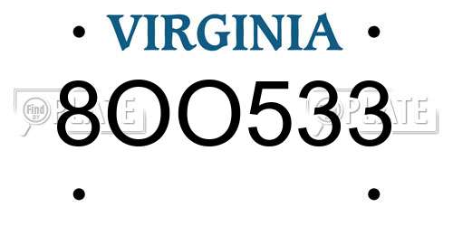 8OO533 Virginia License Plate