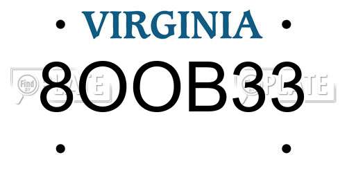 8OOB33 Virginia License Plate