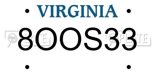 8OOS33 Virginia License Plate