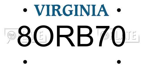 8ORB70 Virginia License Plate