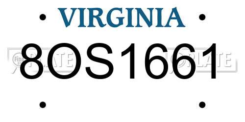 8OS1661 Virginia License Plate