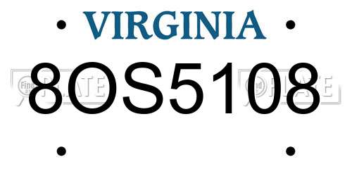 8OS5108 Virginia License Plate
