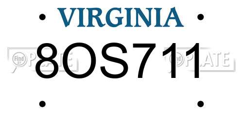 8OS711 Virginia License Plate