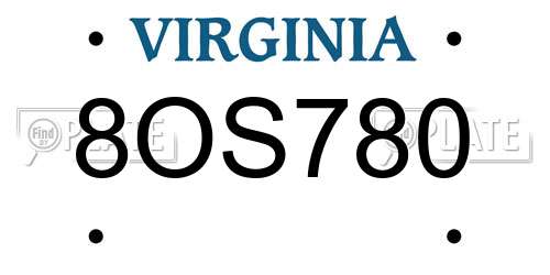 8OS780 Virginia License Plate