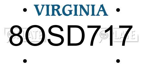 8OSD717 Virginia License Plate