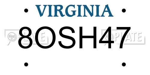 8OSH47 Virginia License Plate