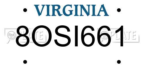 8OSI661 Virginia License Plate
