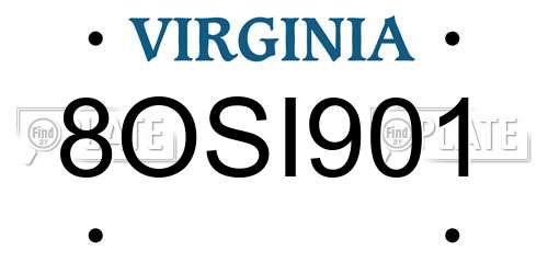 8OSI901 Virginia License Plate
