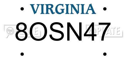 8OSN47 Virginia License Plate