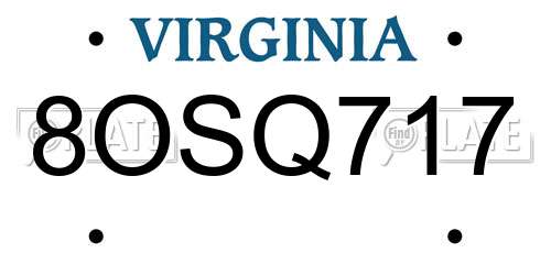 8OSQ717 Virginia License Plate