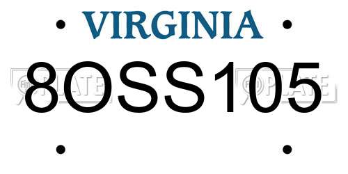 8OSS105 Virginia License Plate