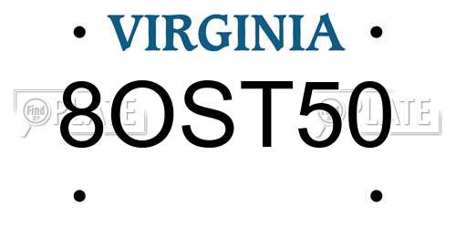 8OST50 Virginia License Plate