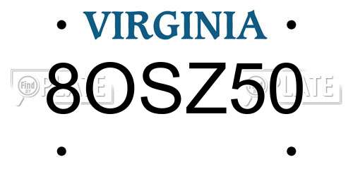 8OSZ50 Virginia License Plate