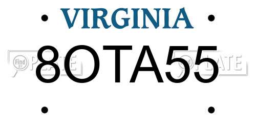 8OTA55 Virginia License Plate