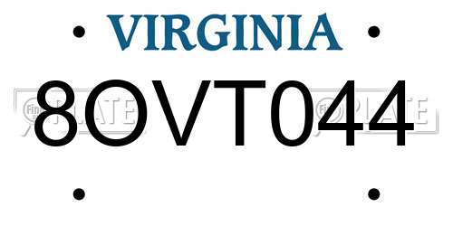 8OVT044 Virginia License Plate