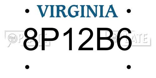 8P12B6 Virginia License Plate