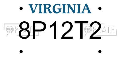 8P12T2 Virginia License Plate