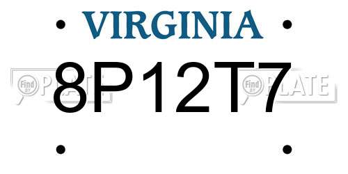 8P12T7 Virginia License Plate