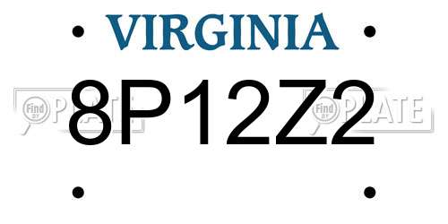 8P12Z2 Virginia License Plate
