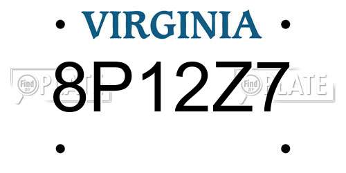 8P12Z7 Virginia License Plate
