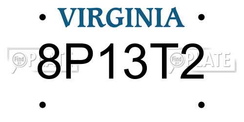 8P13T2 Virginia License Plate