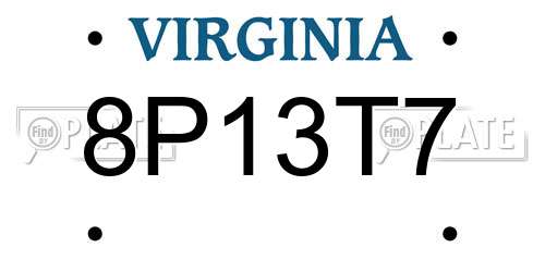 8P13T7 Virginia License Plate