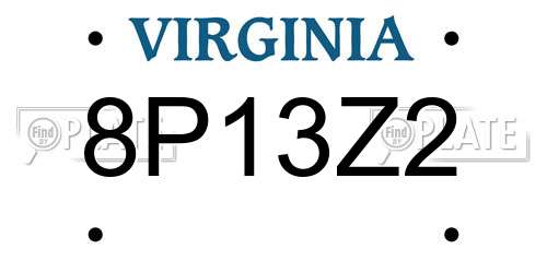 8P13Z2 Virginia License Plate