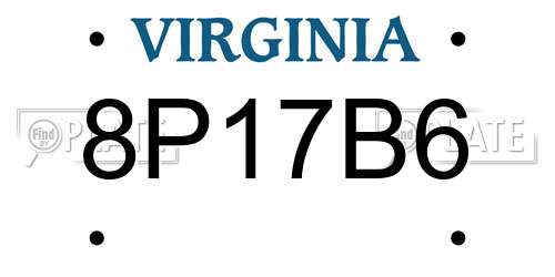 8P17B6 Virginia License Plate