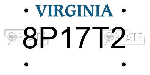 8P17T2 Virginia License Plate