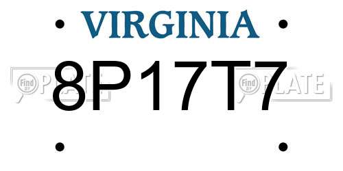 8P17T7 Virginia License Plate