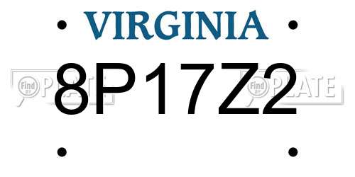 8P17Z2 Virginia License Plate