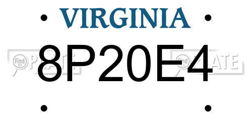 8P20E4 Virginia License Plate