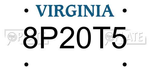 8P20T5 Virginia License Plate