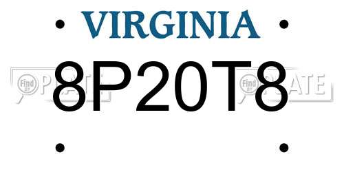 8P20T8 Virginia License Plate